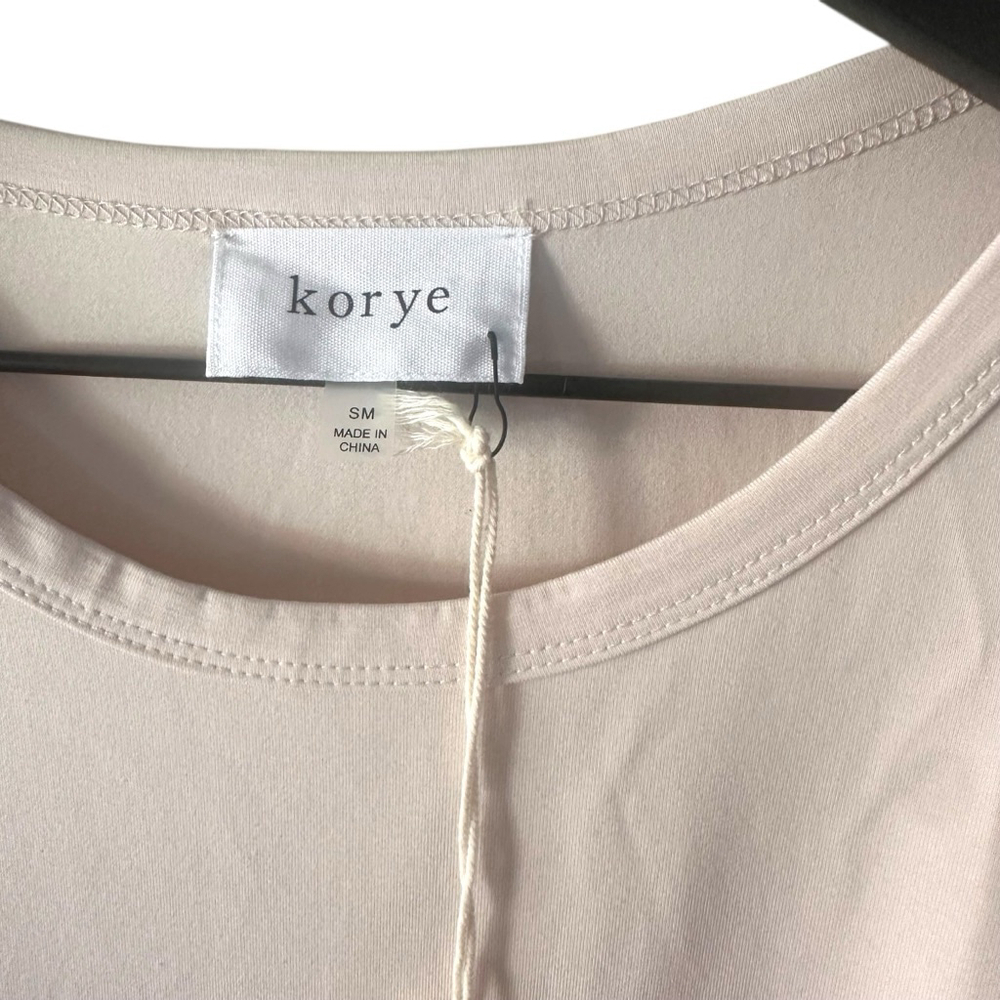 Korye Bamboo Modal Rolled Sleeve Tee Nude Beige S NWT | Gift Ready - Picture 3 of 6